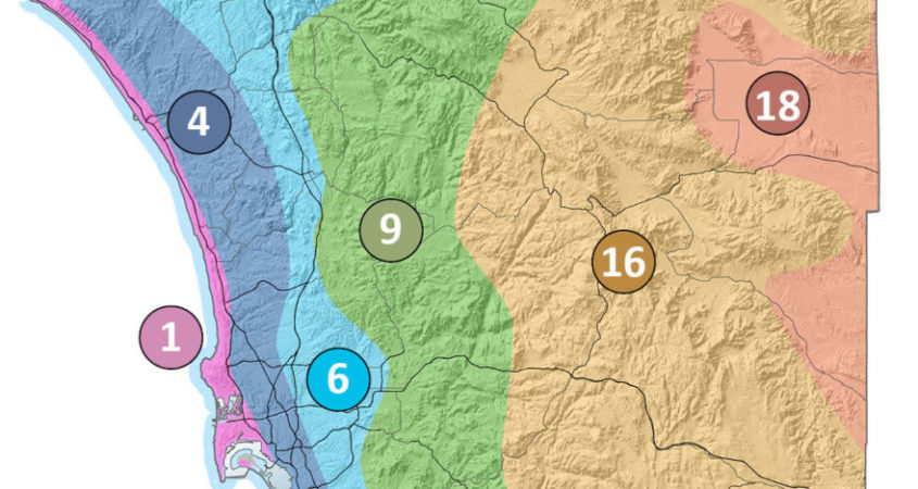 San Diego County's six climate zone according to CIMIS