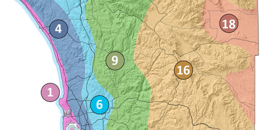 San Diego County's six climate zone according to CIMIS