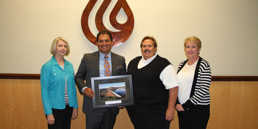 Water Authority General Manager Maureen Stapleton, State Sen. Ben Hueso, Water Authority Board Chair Mark Muir, and Christy Guerin, chair of the Water Authority’s Legislation and Public Outreach Committee (left to right). Photo: Water Authority