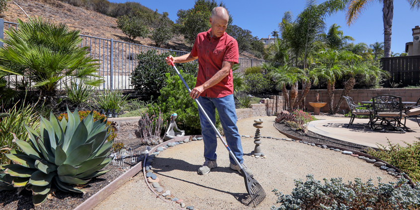 WaterSmart homeowner Jeff Moore's back yard zen garden featuring his landscape work fit beautifully into his area's climate zone. Photo: Water Authority caring for