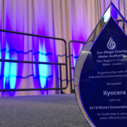 The San Diego County Water Authority presented its inaugural Water Innovation & Efficiency Award to Kyocera. Photo: Water Authority