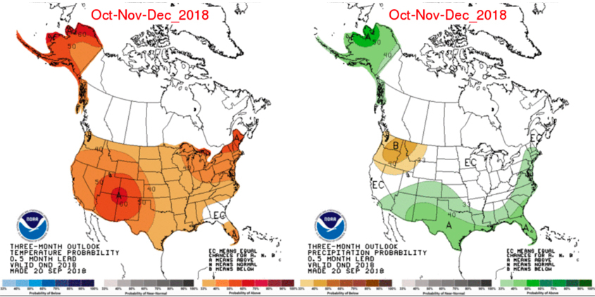 NOAA's three month weather outlook predicting the amount of rainfall across the U.S. Map: NOAA.gov
