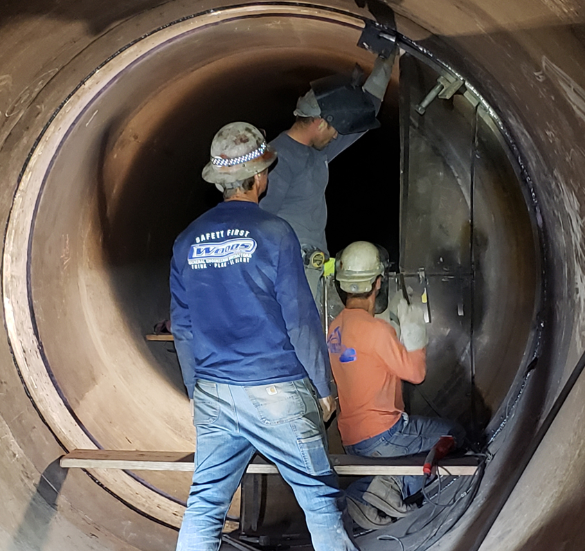 Water Authority Operations and Maintenance workers made repairs to a leaky pipeline valve. Photo: Water Authority