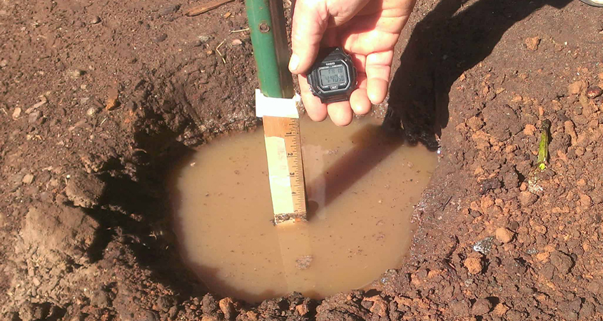 A simple, quick test will tel you how well your soil drains. Photo: Greywater.org landscape soil