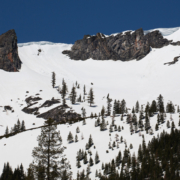 A snow-covered Sierra Nevada Mountain peak to the northwest from the Phillips Station meadow season. Photo: Dale Kolke / California Department of Water Resources snowmelt