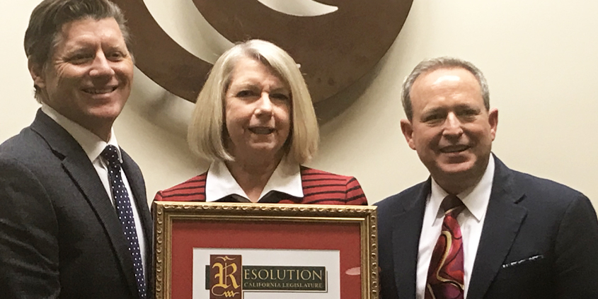 (L to R) State Senator Brian W. Jones, Water Authority General Manager Maureen Stapleton, and Water Authority Board Chair Jim Madaffer