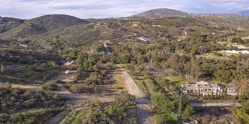 View looking north of the First Aqueduct right of way in Valley Center. Photo: Water Authority