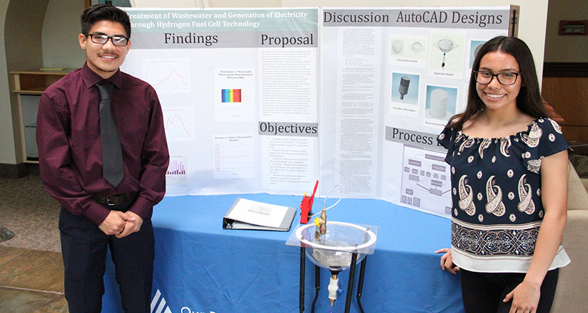 Alfred and Audrey Vargas combined their passion for science and engineering with an awareness of water issues to design a device that treats wastewater and generates electricity. Photo: Water Authority