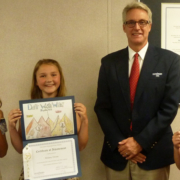 OMWD Board President Ed Sprague with 2019 poster contest winners (L to R) Sayla Egger, Addison Bowe, and Delaney Owens. Photo: OMWD Water Awareness