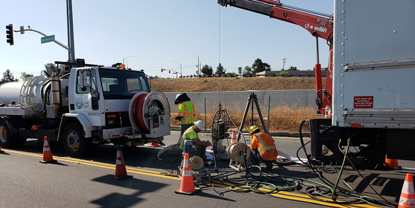 Trenchless technology allows the Vallecitor Water District to effect repairs without digging up streets. Photo: Vallecitos Water District