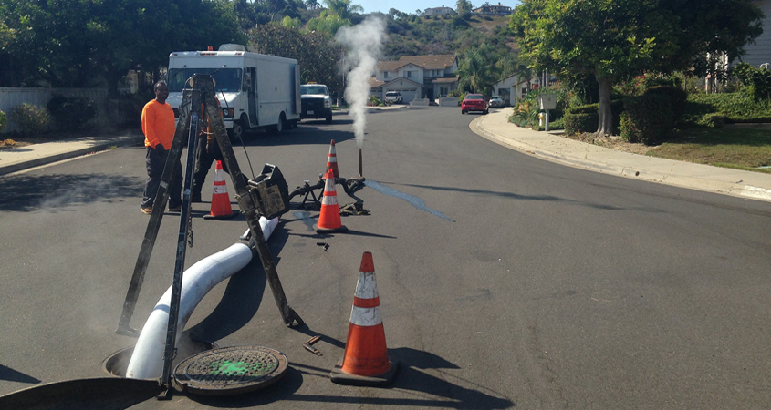 By avoiding the need for exacation, streets can be kept open and functioning while work progresses. Photo: Vallecitos Water DIstrict