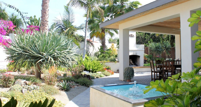 The Bucks' winning landscape design includes beautiful outdoor living areas. Photo: OMWD