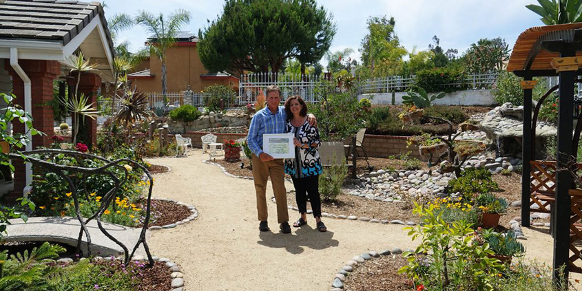 La Mesa residents Bob and Shan Cissell transformed 2,500 square feet of turf into their own Conservation Garden in La Mesa, winning the 2019 Oty Water District Landscaping Contest. Photo: Otay Water District