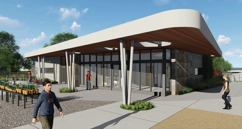 A rendering of the Ornamental Horticulture program's new Building M, where classrooms and new lab faculties will be housed. Courtesy Cuyamaca College