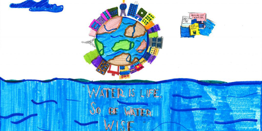 Third grader Jeeanna Mendoza fro, Camarena Elementary School, won first place in the Otay Water District student poster contest in the K-3 category. Photo: Otay Water District