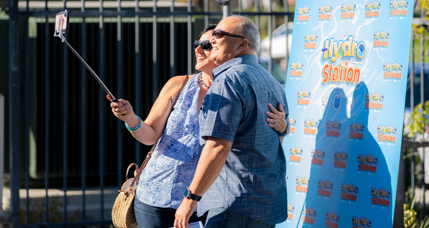 Visitors to the new Hydro Station's grand opening mark the occasion with a selfie. Photo: Sweetwater Authority