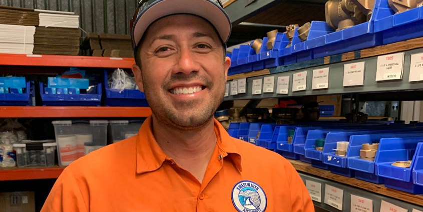 Sweetwater Authority Utility Worker II Julio Salazar's innovative new tool won recognition from the Association of California Water Agencies. Photo: Sweetwater Authority Sweetwater Authority employee