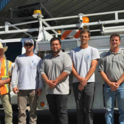 (L to R) Helix WD employees John Wilson, Eric Hughes, Dan Baker and Bryan Watte, and Padre Dam MWD workers Jesse Knowles and Austin Darley. Photo: Helix Water District Paradise Irrigation District