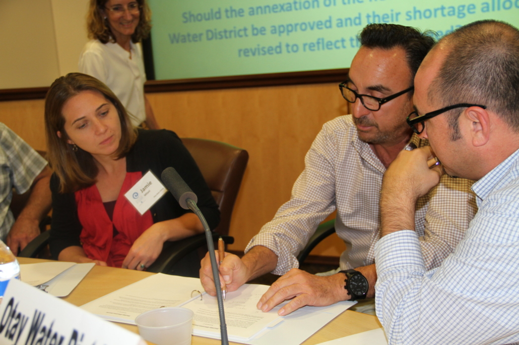 Mark Gracyk (center) participates in a role playing exercise during the Winter 2016 Citizens Water Academy. Photo: Water Authority Water Academy Applications