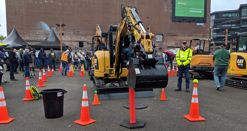 Bobby Bond Jr. navigates the competition tasks with the mini-excavator at the 2019 American Public Works Assoiation (APWA) National Skills ROADEO. Photo: Courtesy Natassia Bond