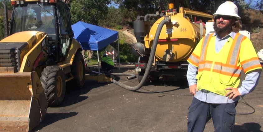 Vallecitos Water District Senior Construction Systems Worker Steven Klein hosts the latest "Work We Do" video, describing his team working on a valve replacement. Photo: Vallecitos Water District