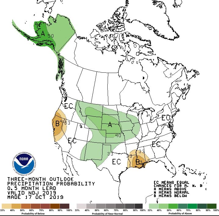 The November-December-January precipitation outlook from the National Weather Service.