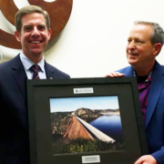 Rep. Mike Levin and San Diego County Water Authority Board Chair Jim Madaffer on November 6, 2019.