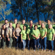 Lake Jennings staff including Recreation Manager Kira Haley (front row, fifth from left) rely on their dedicated volunteers including Lori Stangel (front row, sixth from left). Photo: Helix Water District