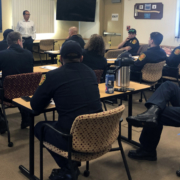 Sweetwater Authority Engineering Manager Luis Valdez gives a presentation to National City firefighters. Photo: Courtesy Sweetwater Authority National City Firefighters