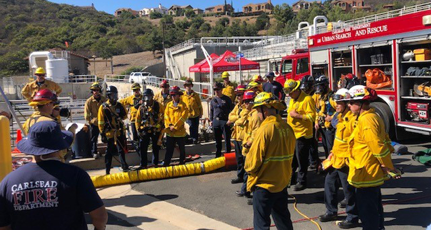 North San Diego County fire agencies teamed up in November with the Vallecitos Water District for confined space training drills. Photo: Vallecitos Water District