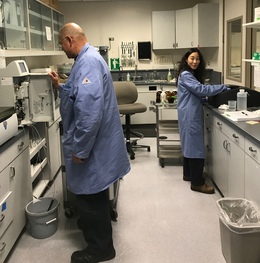 Damien Wong (left) and Michelle Sohn at work in the Escondido Water Quality Lab. Photo: City of Escondido