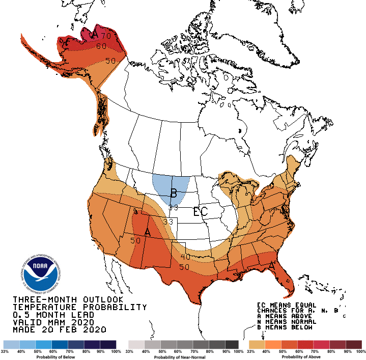 NWS CPC Spring 2020 temperature forecast-WNN