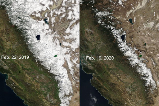 NASA-NWS-Sierra Snowpack Comparison - Water News Network Feb 2020