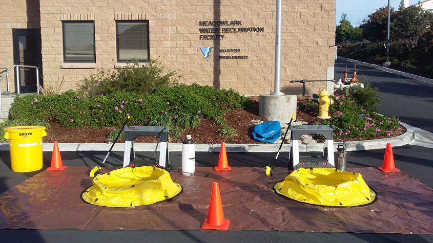 Decontamination equipment is ready to treat HAZMAT team personnel following exposure to toxic chemicals. Photo: Vallecitos Water DIstrict