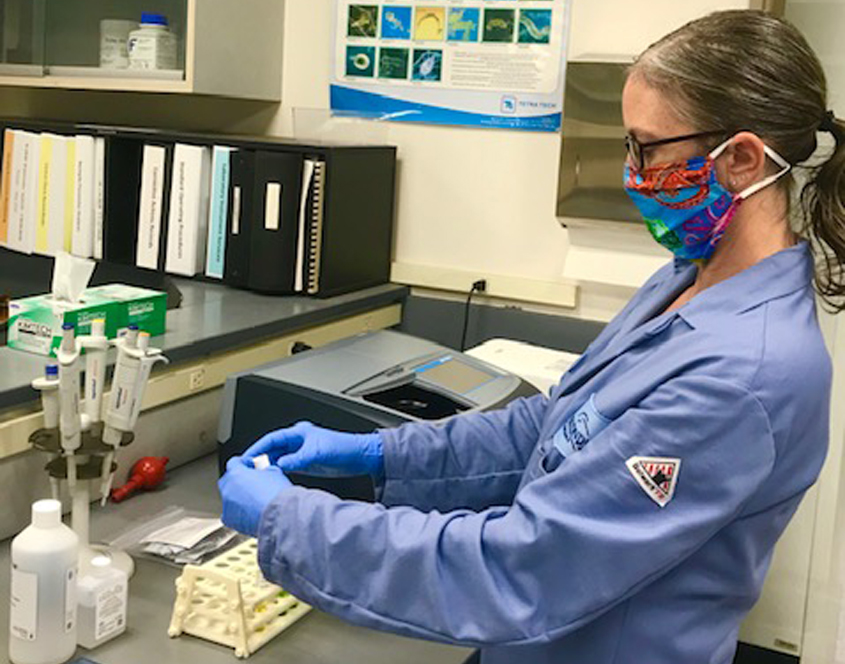 As part of ongoing monitoring at the Escondido Water Quality Lab, Associate Chemist Sarah Shapard performs tests analyzing for ammonia. Photo: City of Escondido