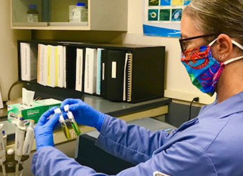 Scholarships-In her job at the City of Escondido Water Quality Lab, Associate Chemist Sarah Shapard performs tests analyzing for ammonia. Photo: City of Escondido Water industry education