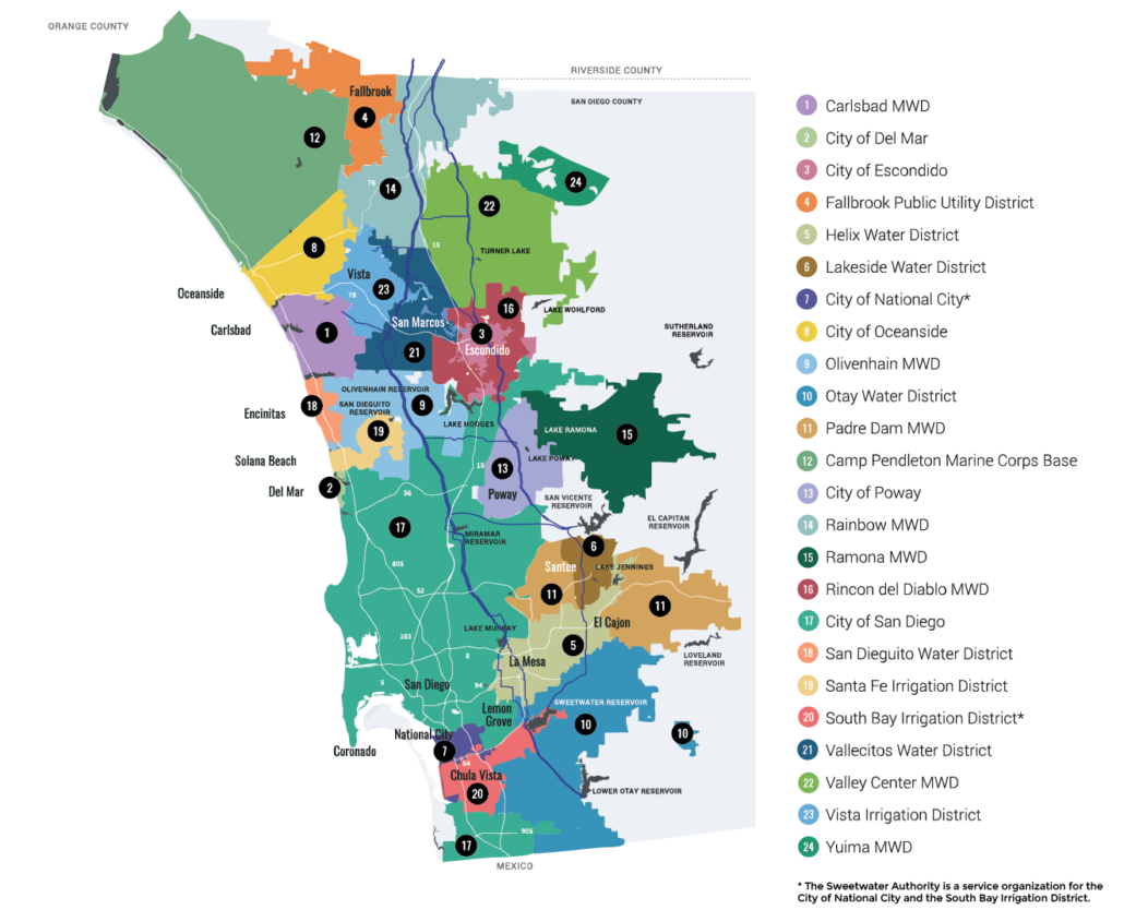 San Diego County Water Authority Member Agency Map