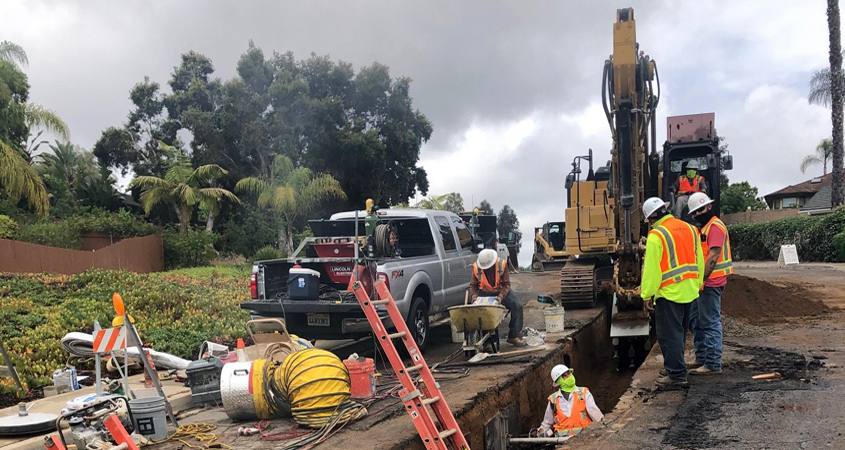 The Fallbrook PUD Board tour group initially drove from the FPUD administration building to the Alturas Road plant and then traveled along the pipeline alignment before arriving at the Gheen Pump Station. Photo: Fallbrook Public Utilities District