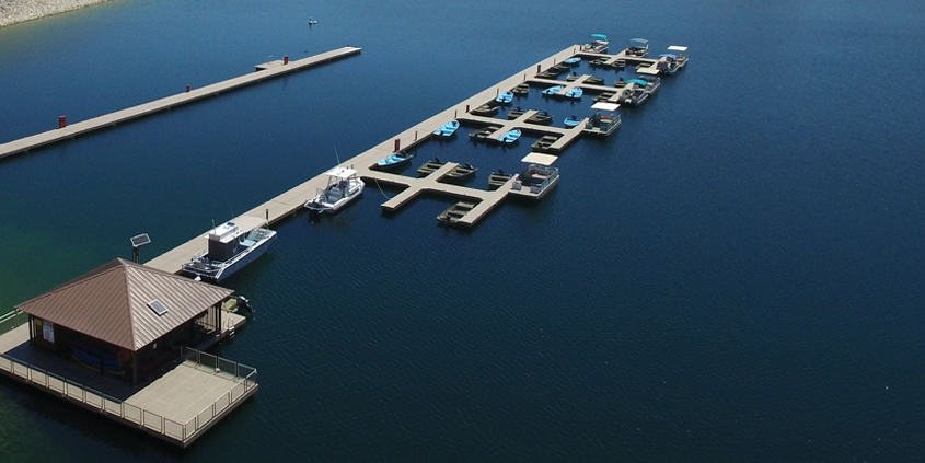 The San Vicente Reservoir boat dock will welcome visitors again starting June 13. Photo: City of San Diego reservoirs begin reopening