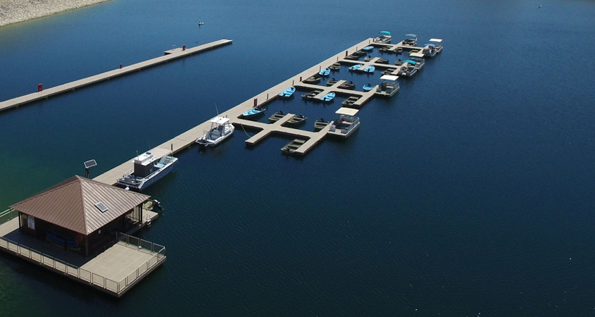 The San Vicente Reservoir boat dock will welcome visitors again starting June 13. Photo: City of San Diego reservoirs begin reopening