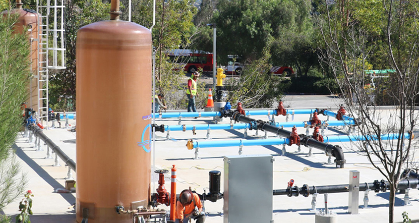 Cuyamaca College's innovative Field Operations Skills Yard is newly updated to provide students with practical challenges they will face in today’s complex water and wastewater facilities when they are able to return to campus. Photo: Cuyamaca College