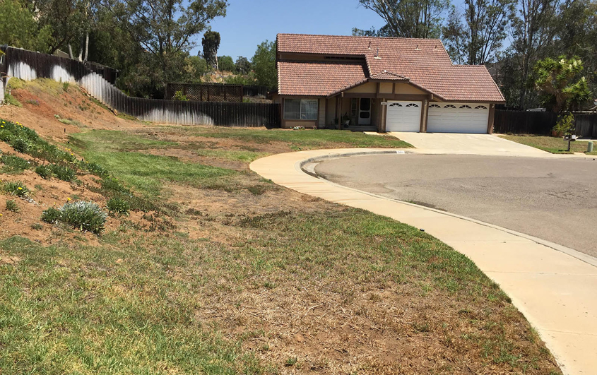 Patricia Wood's landscaping prior to its accessible and watersmart makeover. Photo: Otay Water District