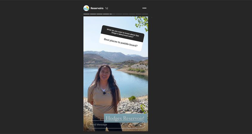 Reservoir Keeper Viviana Castellon shared her expertise with citizens as part of the City’s #AskAnExpert series on Instagram. Photo: City of San Diego/Instagram