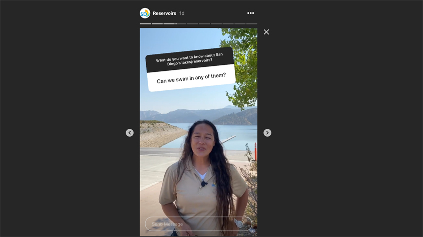 Social media outreach gives City of San Diego residents access to experts like Reservoir Keeper Viviana Castellano. Photo: City of San Diego/Instagram