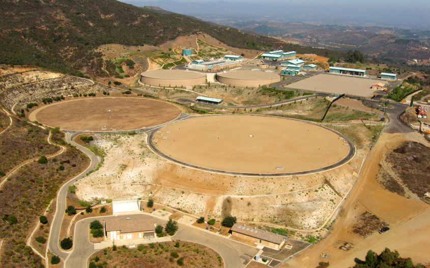 The Twin Oaks Reservoir dual solar panel array sites prior to installation. Photo: Vallecitos Water District solar project