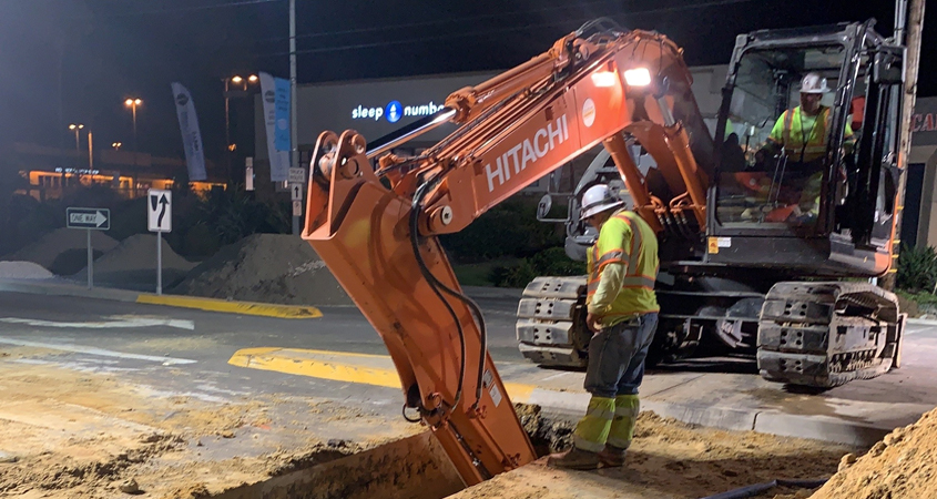 The El Camino Real infrastructure improvement project has reached its midway point and will be complete in Spring 2021. Photo: Olivenhain Municipal Water District