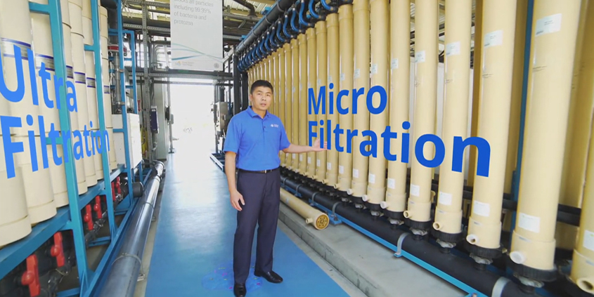 Pure Water San Diego Associate Engineer Anthony Van guides a new virtual tour of the demonstration facility. Photo: City of San Diego