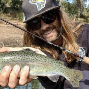 A happy Lake Jennings angler shows off his rainbow trout prize during the fall season opening weekend. Photo: Lake Jennings trout season