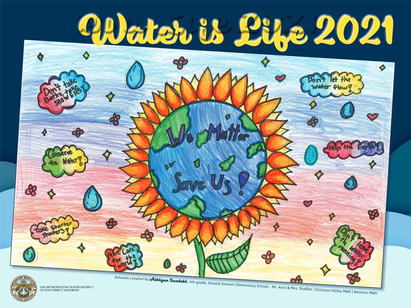 Six San Diego region students were selected from 13,000 entries to appear in the 2021 "Water Is Life" calendar. Photo: MWD