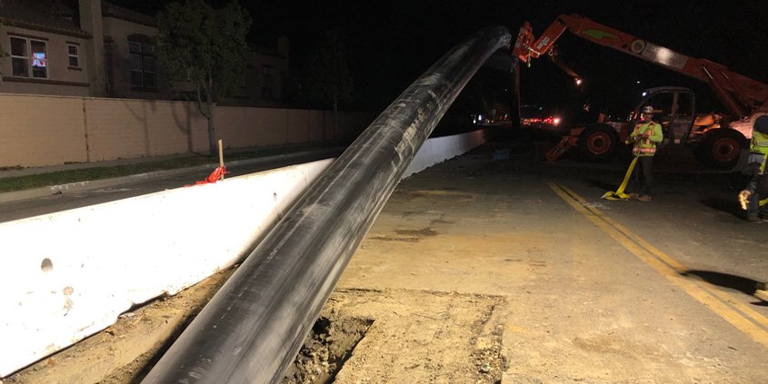 Night construction is underway for the Pure Water Oceanside project including well drilling. Photo: City of Oceeanside